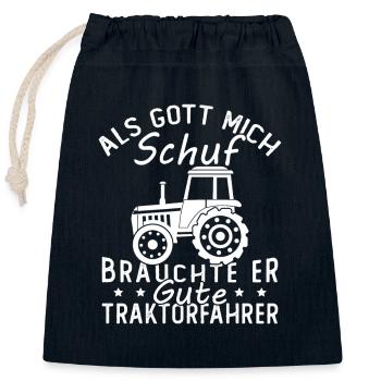 Als gott mich schuf brauchte er gute traktorfahrer - Verschließbarer Geschenkbeutel aus Baumwolle (25x30cm) - Navy - Vorne