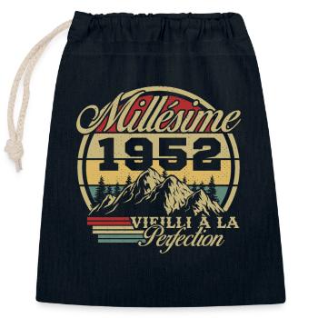 Vintage 1952, Vintage 1952 Birthday Gift - Closable cotton gift bag (25x30cm) - navy - Front