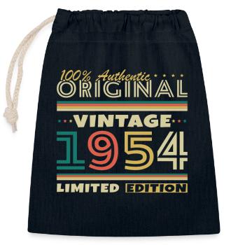1954 Vintage Retro Birthday Gift - Closable cotton gift bag (25x30cm) - navy - Front