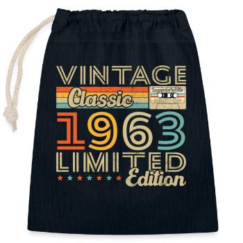 Vinatge 1963 Geburtstagsgeschenk - Verschließbarer Geschenkbeutel aus Baumwolle (25x30cm) - Navy - Vorne