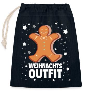 Weihnachts Outfit - Verschließbarer Geschenkbeutel aus Baumwolle (25x30cm) - Navy - Vorne