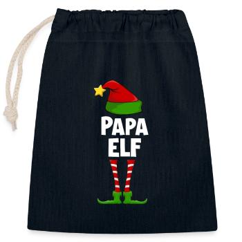 Papa Elf - Verschließbarer Geschenkbeutel aus Baumwolle (25x30cm) - Navy - Vorne