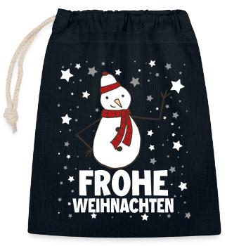 Frohe Weinachten - Verschließbarer Geschenkbeutel aus Baumwolle (25x30cm) - Navy - Vorne