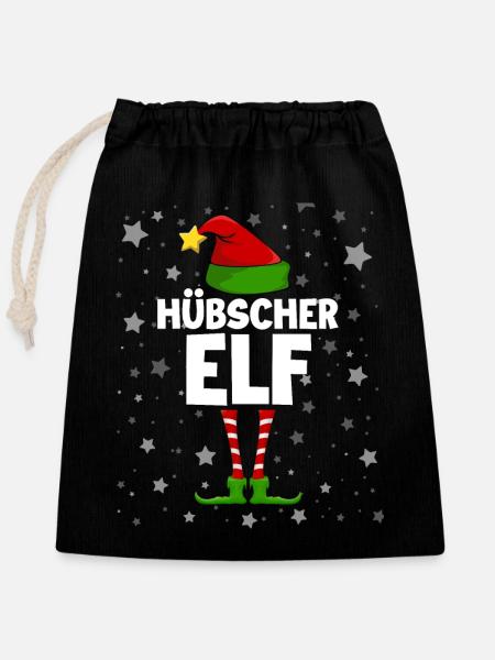 Hübscher Elf - Verschließbarer Geschenkbeutel aus Baumwolle (25x30cm) - Schwarz