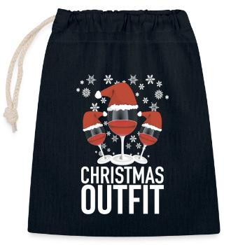 Tenue de Noël - Sac cadeau en coton avec cordon (25 x 30 cm) - bleu marine - Devant