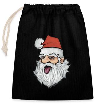 Père Noël - Sac cadeau en coton avec cordon (25 x 30 cm) - noir - Devant