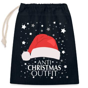 Anti Christmas Outfit - Closable cotton gift bag (25x30cm) - navy - Front