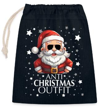 Anti Christmas Outfit - Closable cotton gift bag (25x30cm) - navy - Front
