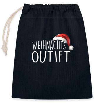Weihnachtsoutfit - Verschließbarer Geschenkbeutel aus Baumwolle (25x30cm) - Navy - Vorne