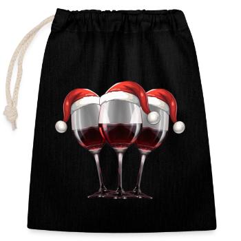 Red Wine Christmas - Closable cotton gift bag (25x30cm) - black - Front