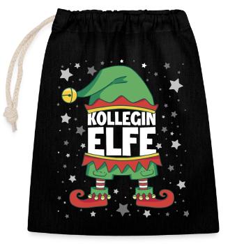 Kollegin Elfe - Verschließbarer Geschenkbeutel aus Baumwolle (25x30cm) - Schwarz - Vorne