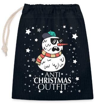Anti Christmas - Closable cotton gift bag (25x30cm) - navy - Front