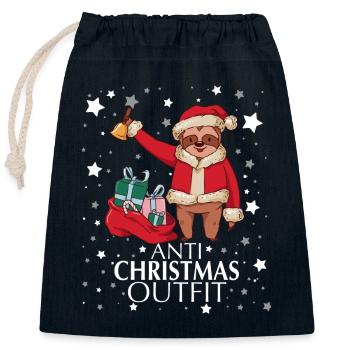 Anti Christmas Outfit - Closable cotton gift bag (25x30cm) - navy - Front