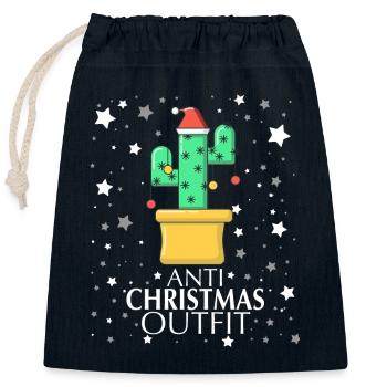 Anti Christmas Outfit - Closable cotton gift bag (25x30cm) - navy - Front
