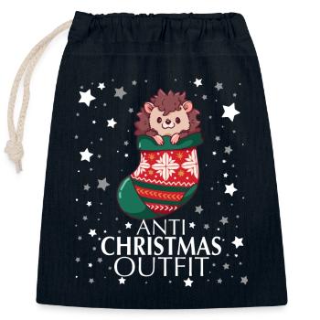 Anti Christmas - Closable cotton gift bag (25x30cm) - navy - Front