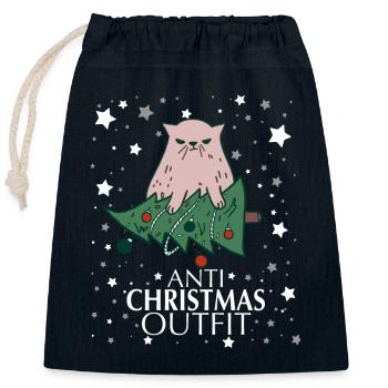 Anti Christmas Outfit - Closable cotton gift bag (25x30cm) - navy - Front