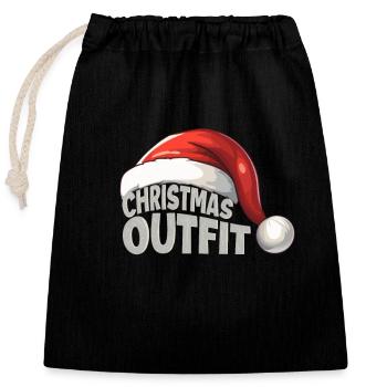 Christmas Outfit - Verschließbarer Geschenkbeutel aus Baumwolle (25x30cm) - Schwarz - Vorne