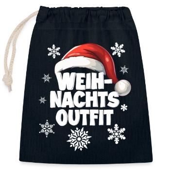 Tenue de Noël - Sac cadeau en coton avec cordon (25 x 30 cm) - bleu marine - Devant