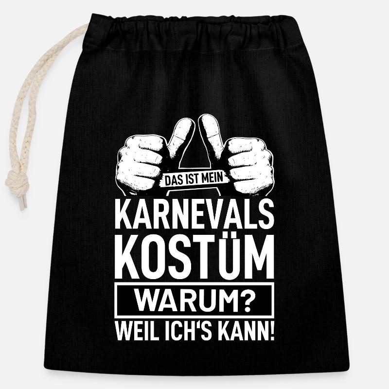 Karneval - Verschließbarer Geschenkbeutel aus Baumwolle (25x30cm) - Schwarz