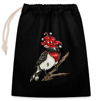 Carnival Bird - Closable cotton gift bag (25x30cm) - black - Front