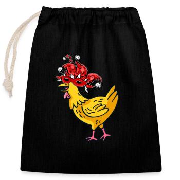 Carnival Chicken - Closable cotton gift bag (25x30cm) - black - Front