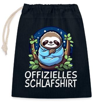 Faultier - Verschließbarer Geschenkbeutel aus Baumwolle (25x30cm) - Navy - Vorne
