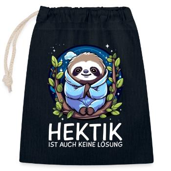 Faultier - Verschließbarer Geschenkbeutel aus Baumwolle (25x30cm) - Navy - Vorne