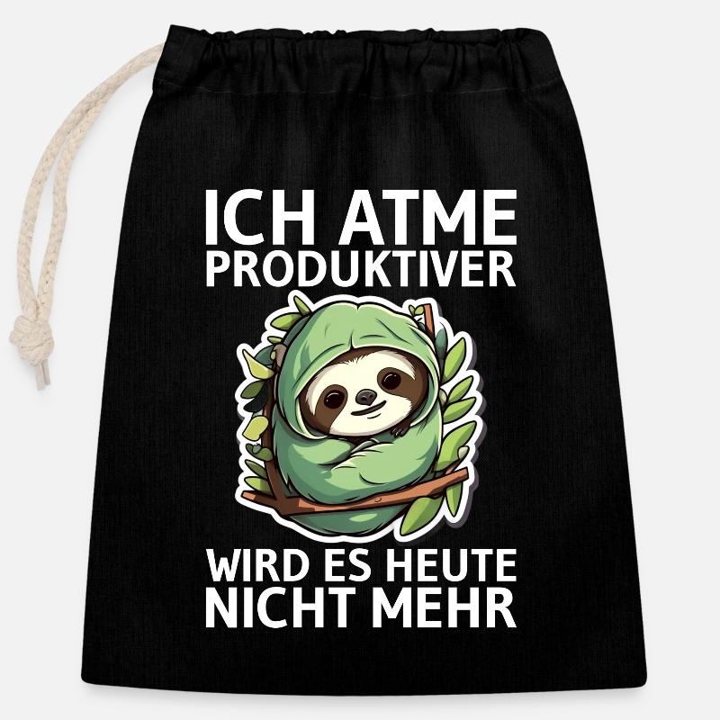 Faultier - Verschließbarer Geschenkbeutel aus Baumwolle (25x30cm) - Schwarz