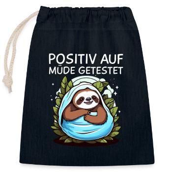 Faultier - Verschließbarer Geschenkbeutel aus Baumwolle (25x30cm) - Navy - Vorne