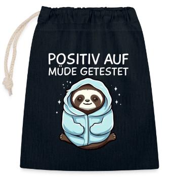 Faultier - Verschließbarer Geschenkbeutel aus Baumwolle (25x30cm) - Navy - Vorne