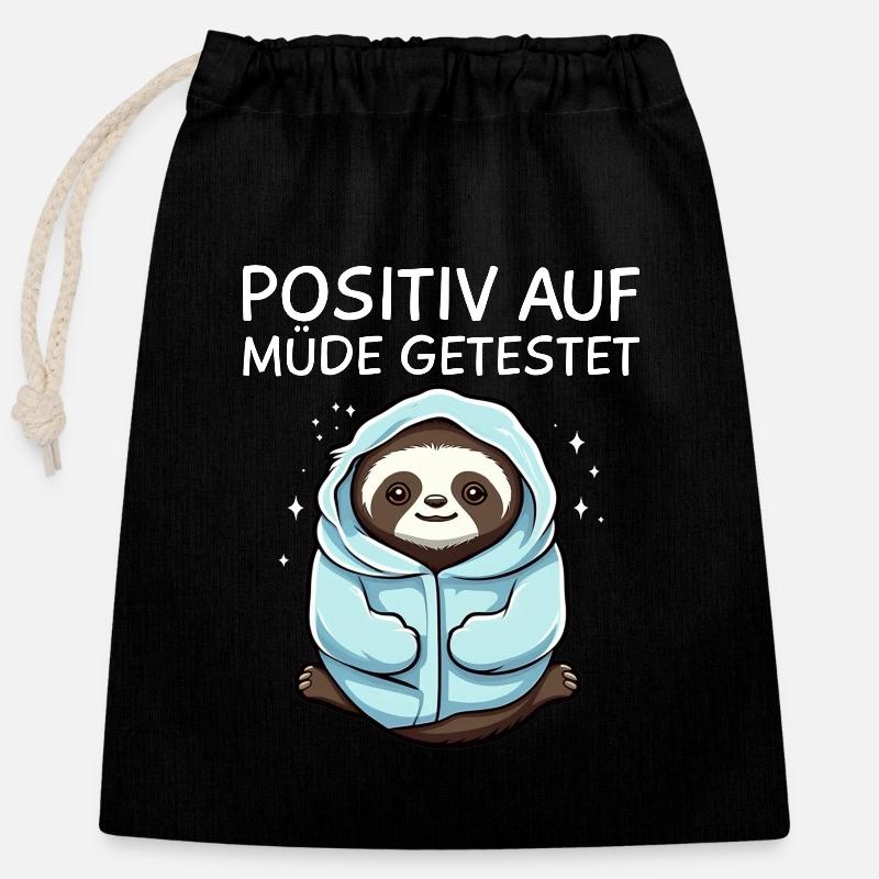 Sloth - Closable cotton gift bag (25x30cm) - black