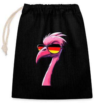 Flamant - Sac cadeau en coton avec cordon (25 x 30 cm) - noir - Devant