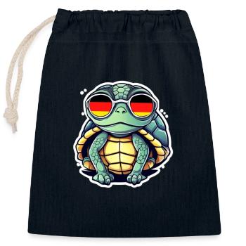 Schildkröte - Verschließbarer Geschenkbeutel aus Baumwolle (25x30cm) - Navy - Vorne