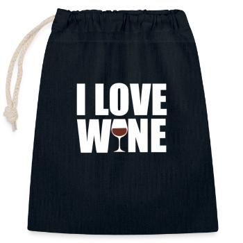 I love Wine - Ich liebe Wein Rotwein Liebhaber - Verschließbarer Geschenkbeutel aus Baumwolle (25x30cm) - Navy - Vorne