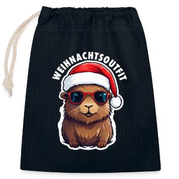 Christmas Outfit Christmas Capybara - Closable cotton gift bag (25x30cm) - navy - Front