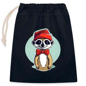 Frohe Weihnachten - Verschließbarer Geschenkbeutel aus Baumwolle (25x30cm) - Navy - Vorne