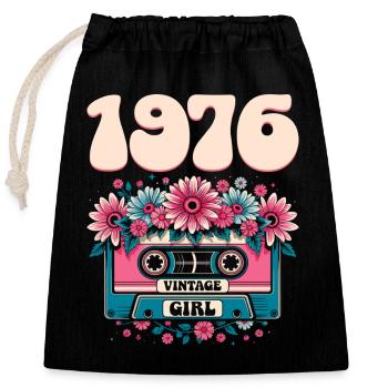 Kassette zum 50-jährigen Jubiläum der Damen 1976 - Verschließbarer Geschenkbeutel aus Baumwolle (25x30cm) - Schwarz - Vorne