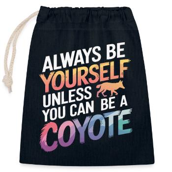 Coyote Animal Funny - Closable cotton gift bag (25x30cm) - navy - Front