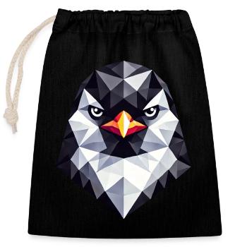 Pingouin style géométrique portrait têtu - Sac cadeau en coton avec cordon (25 x 30 cm) - noir - Devant