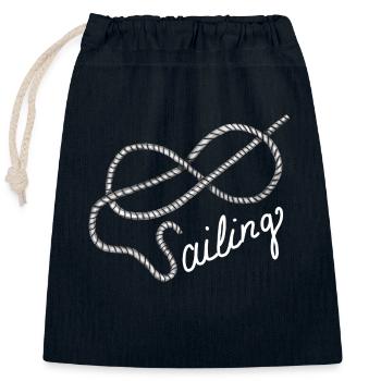Sailing Segeln Achter Knoten mit Leine - Verschließbarer Geschenkbeutel aus Baumwolle (25x30cm) - Navy - Vorne