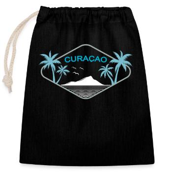 Curaçao Dream Beach Vacances sur l’île des Caraïbes - Sac cadeau en coton avec cordon (25 x 30 cm) - noir - Devant