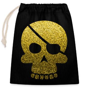 Pirate du crâne - Sac cadeau en coton avec cordon (25 x 30 cm) - noir - Devant