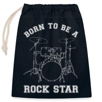 Born To Be A Rock Star Drums - Closable cotton gift bag (25x30cm) - navy - Front