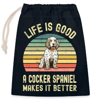 Chien Cocker Spaniel - Sac cadeau en coton avec cordon (25 x 30 cm) - bleu marine - Devant