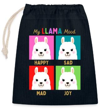 My Llama Mood - Closable cotton gift bag (25x30cm) - navy - Front