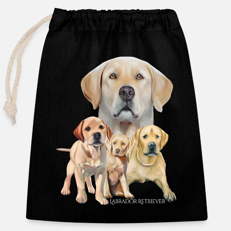 Labrador Retriever - Sac cadeau en coton avec cordon (25 x 30 cm) - noir