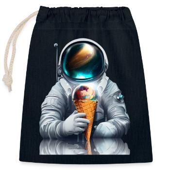Astronaute de la crème glacée gaufre - Sac cadeau en coton avec cordon (25 x 30 cm) - bleu marine - Devant