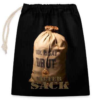 Alter Sack - Verschließbarer Geschenkbeutel aus Baumwolle (25x30cm) - Schwarz - Vorne