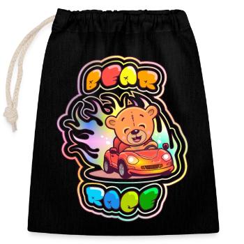 Teddy Bear Race 1 - Closable cotton gift bag (25x30cm) - black - Front