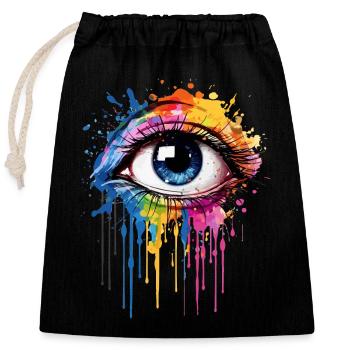 Expressive Rainbow Eye - Closable cotton gift bag (25x30cm) - black - Front